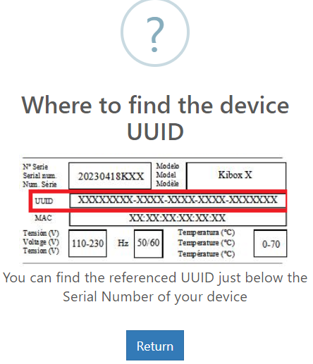 Silver sticker plate with UUID identifier