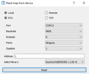 Popup de lectura en local, Modbus RTU